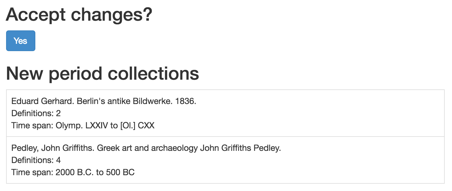 Accepting new period collections fetched from a server or file.