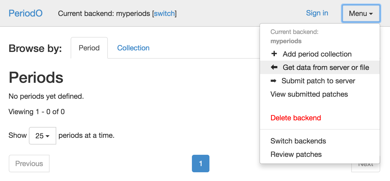 Getting period data from a server or file.