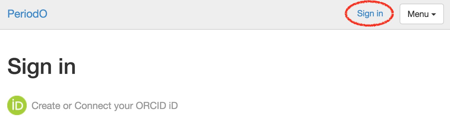 Signing in via ORCID.