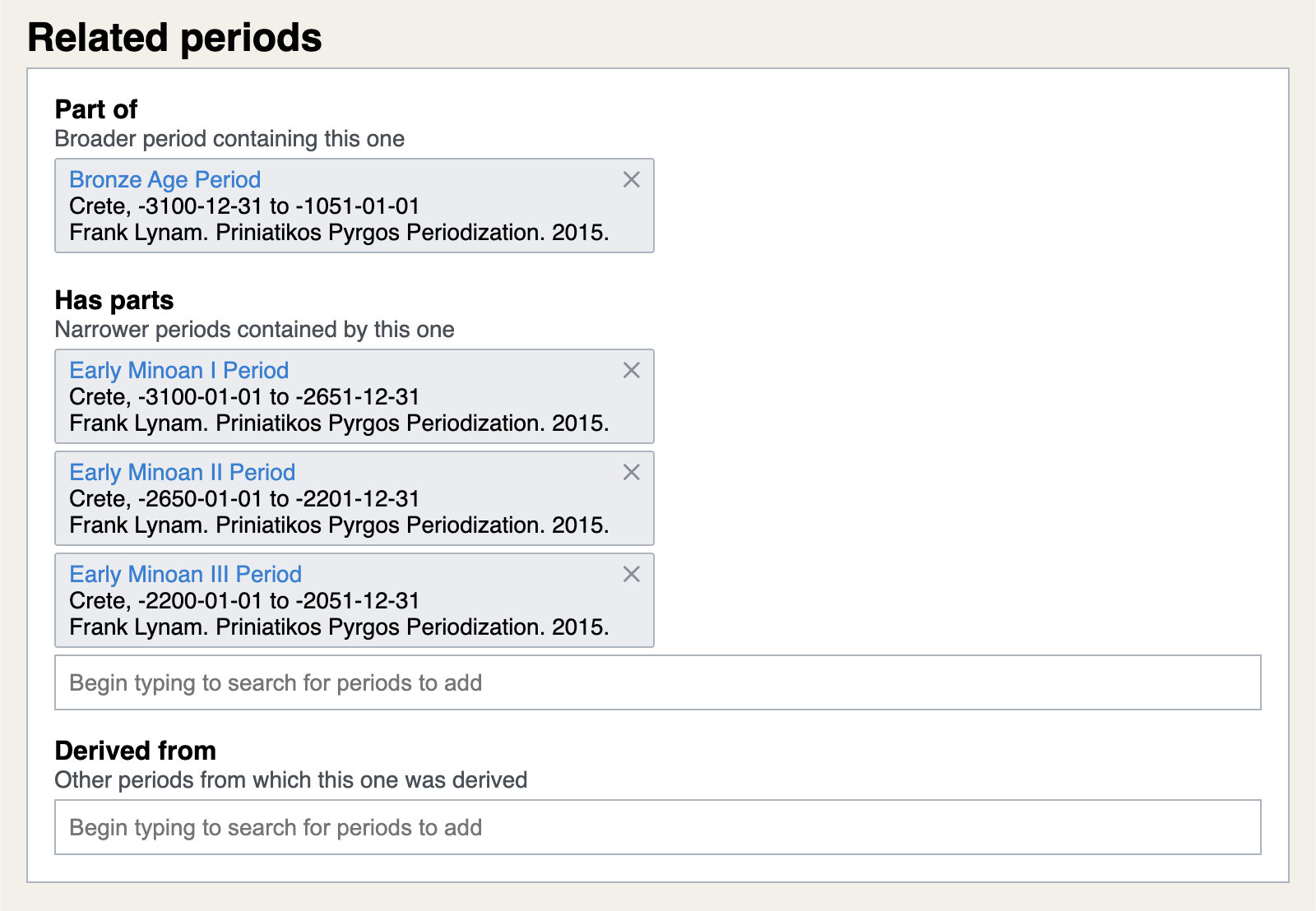 Specifying relations to broader and narrower periods