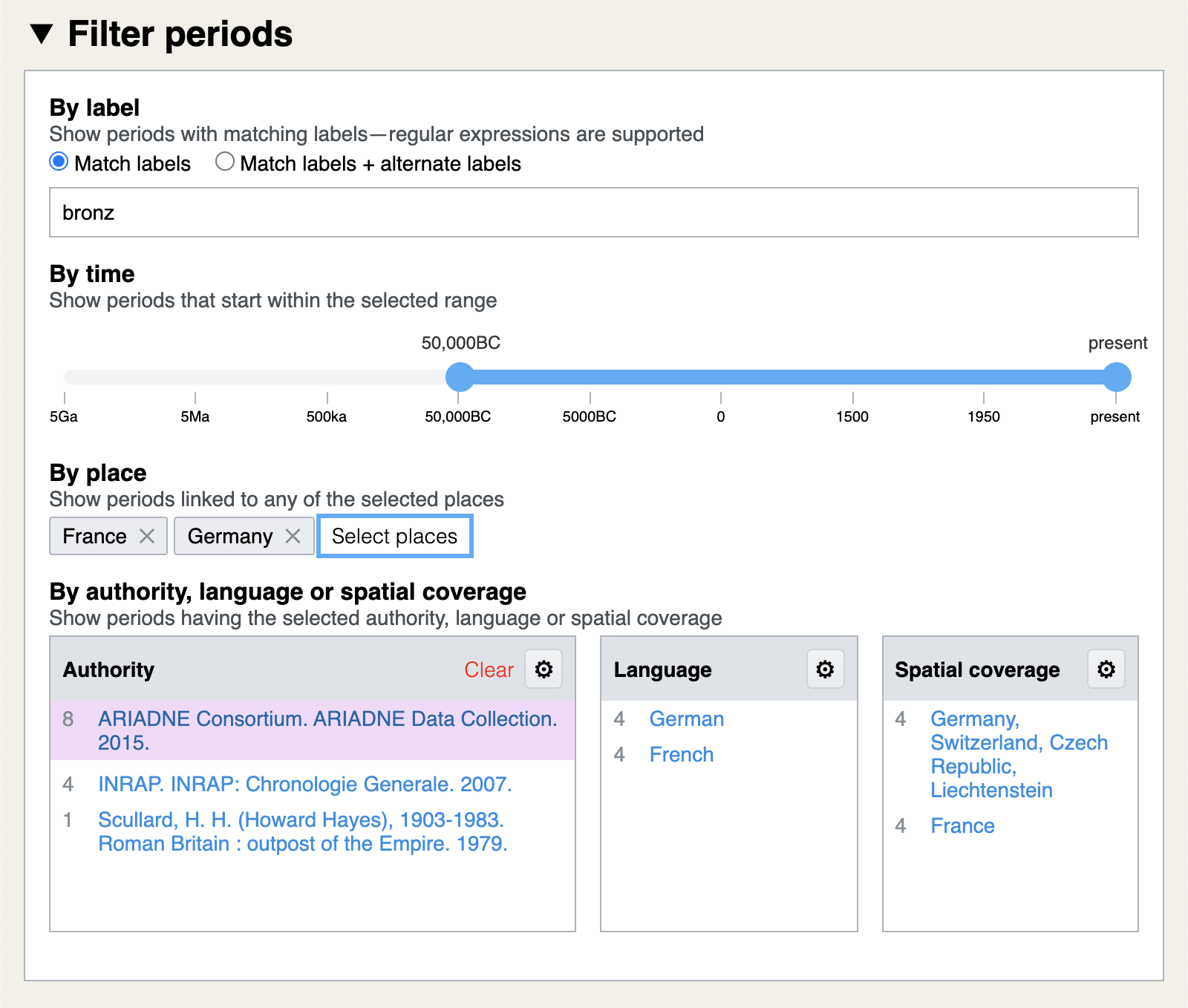 Using multiple criteria to select periods