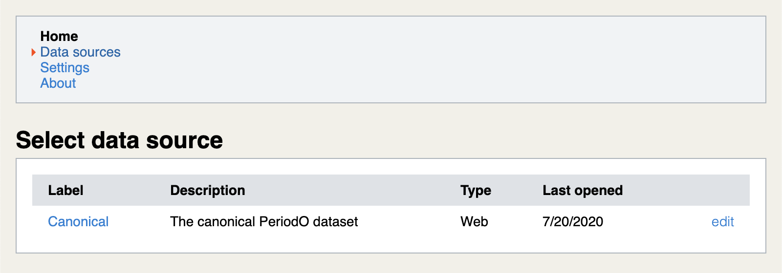 Selecting a data source