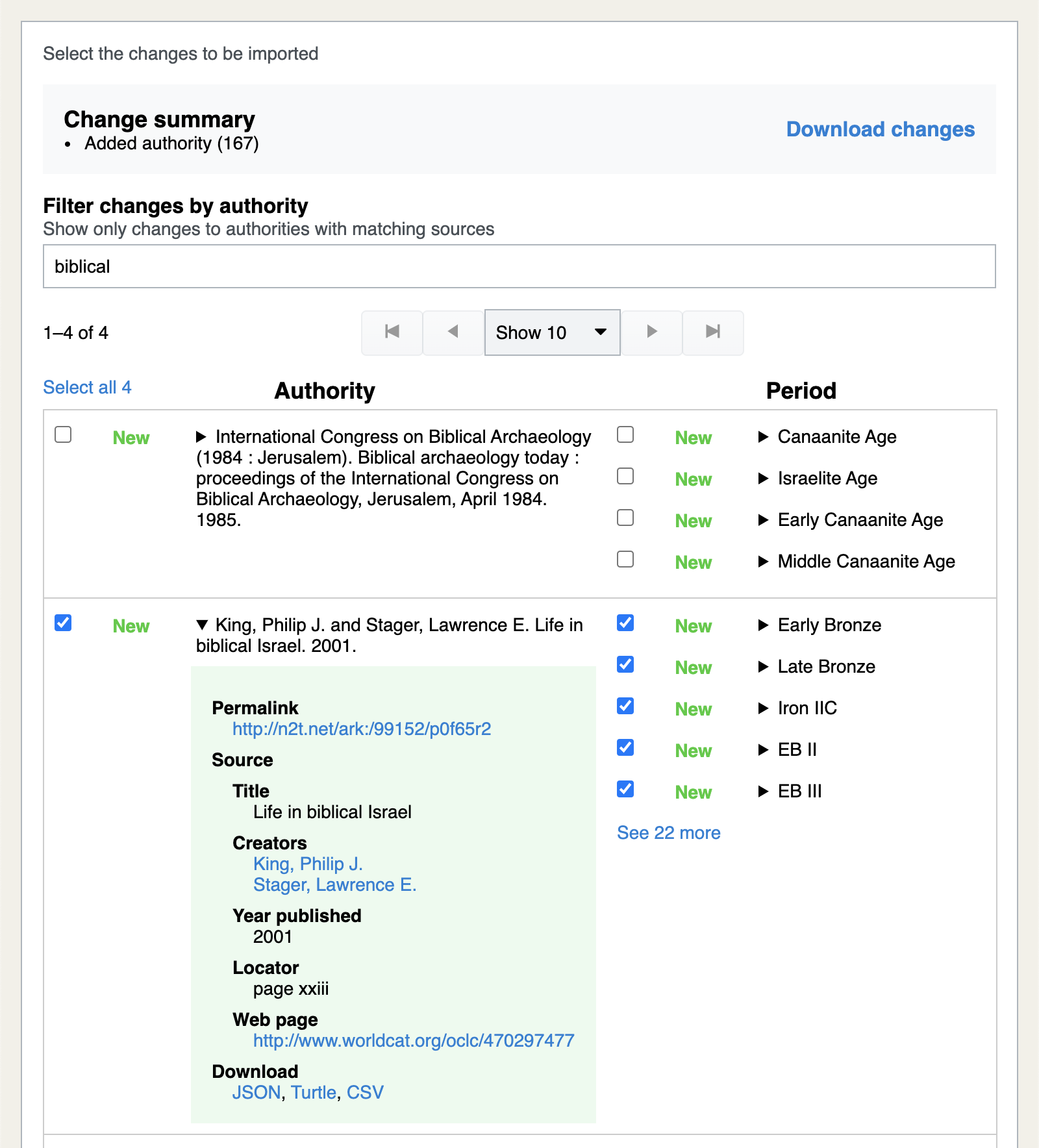 Importing authorities and periods from the canonical dataset